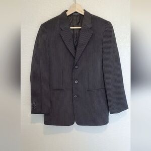 Amherst Collection Boys Black Pin Stripe Blazer Suit Jacket Size 16 Prep
